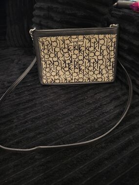 Calvin Klein Black & Beige Logo Crossbody Bag